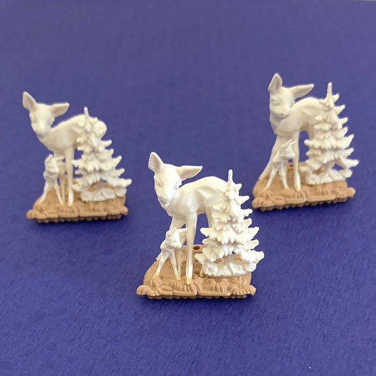 3 Miniature Plastic Deer Scenes ~ 1-1/4" tall